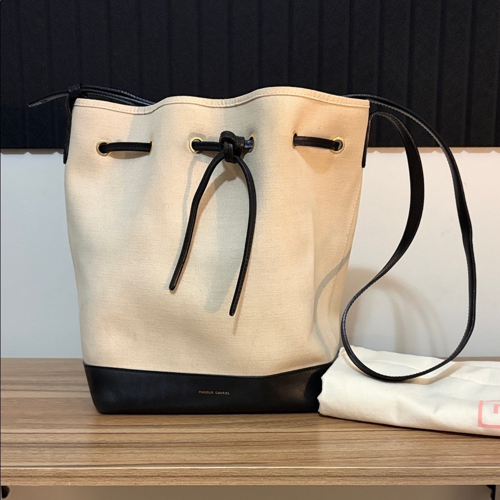 Mansur Gavriel Cream and Black Shoulder Bag